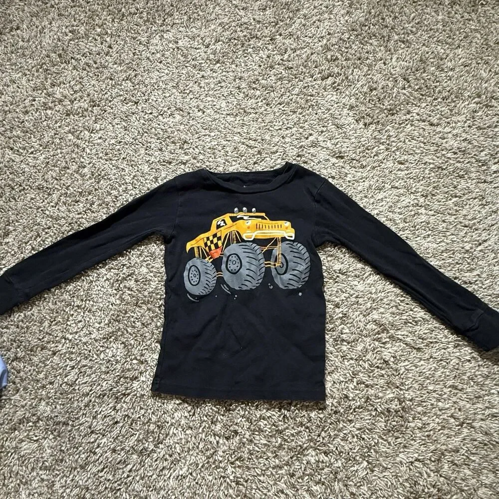 Carters Just One You Boys 5T Monster Truck Pajama Top Black Long Sleeve